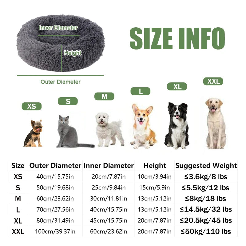 Cama Redonda Antiestrés para Mascotas | Súper Suave y Lavable